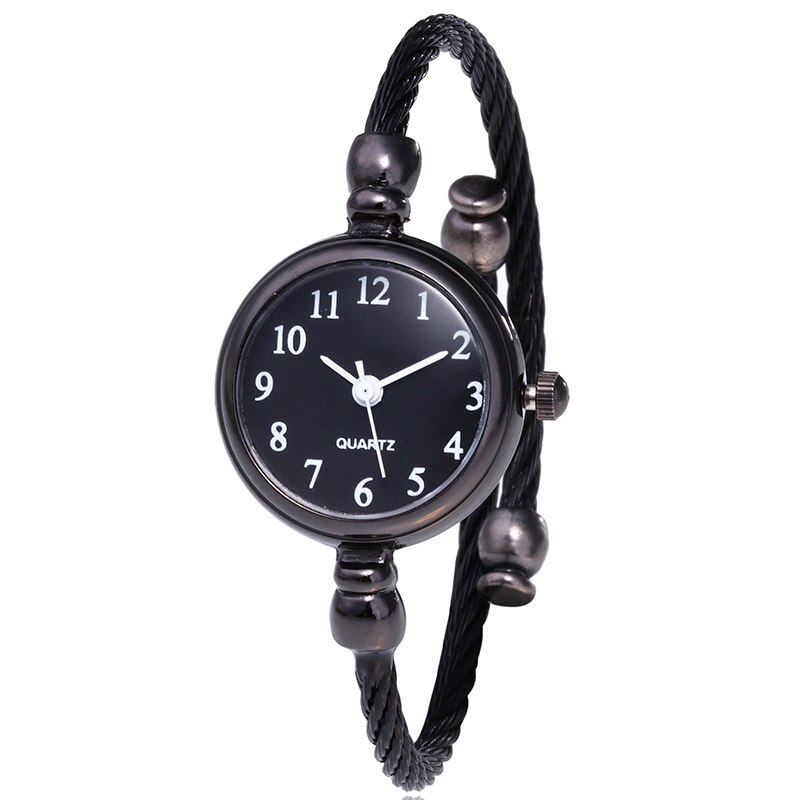 Women Stainless Steel Watch Small Dial Tassel Bracelet Watches Ladies Dress Wristwatch black Relogio Feminino