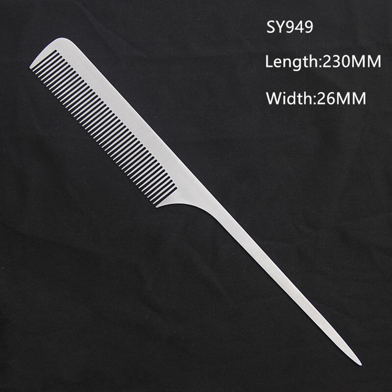 Edelstahl Silber Metall Friseur Kamm Friseur Salon Kämme Entwirren Haar Schneiden Werkzeuge für Männer und Frauen: SY949