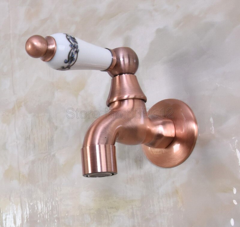 Wandmontage Antieke Rood Koper Keramische Handvat Mop Zwembad Kraan/Sink Koudwaterkraan Wav306
