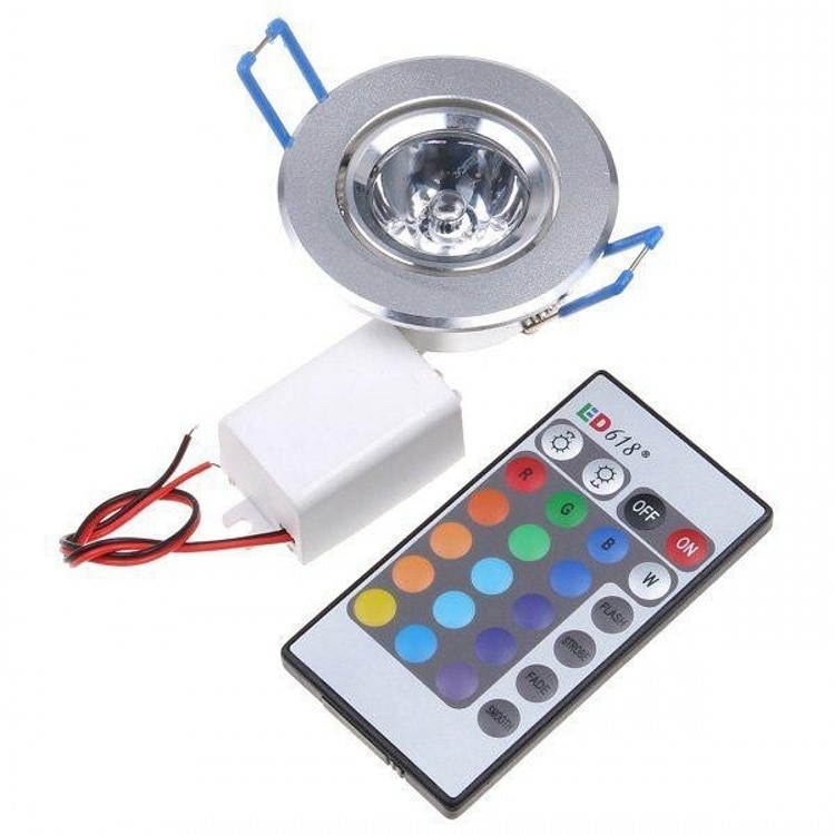 1 stks Led-lampen Lamp 3 W RGB 16 Kleuren Spot Light AC85-265V + IR Afstandsbediening RGB LED plafond Downlight