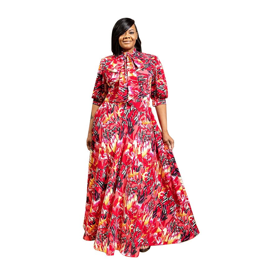 Vestidos africanos para mujer, ropa africana, vestido largo musulmán, vestido africano para dama.: Rojo / Xxl