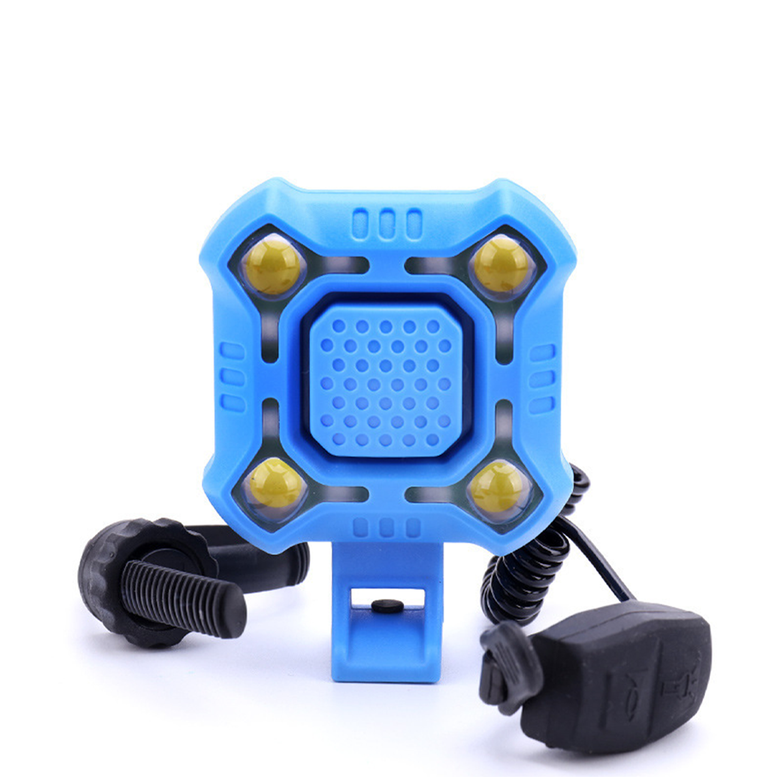 Mountainbike-Lampe, Hupenglocke, drei-in-eins, Ultra-laute Glocke, Fernscheinwerfer, wiederaufladbares USB-Rücklicht-Zubehör: Gelb
