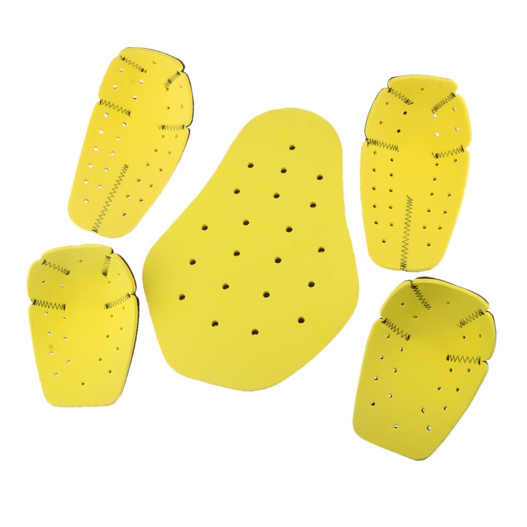 5Pcs Motorcycle Removable Shoulder Elbow Pads Back Guards Safety Protective Gear Set, Black&amp;Yellow