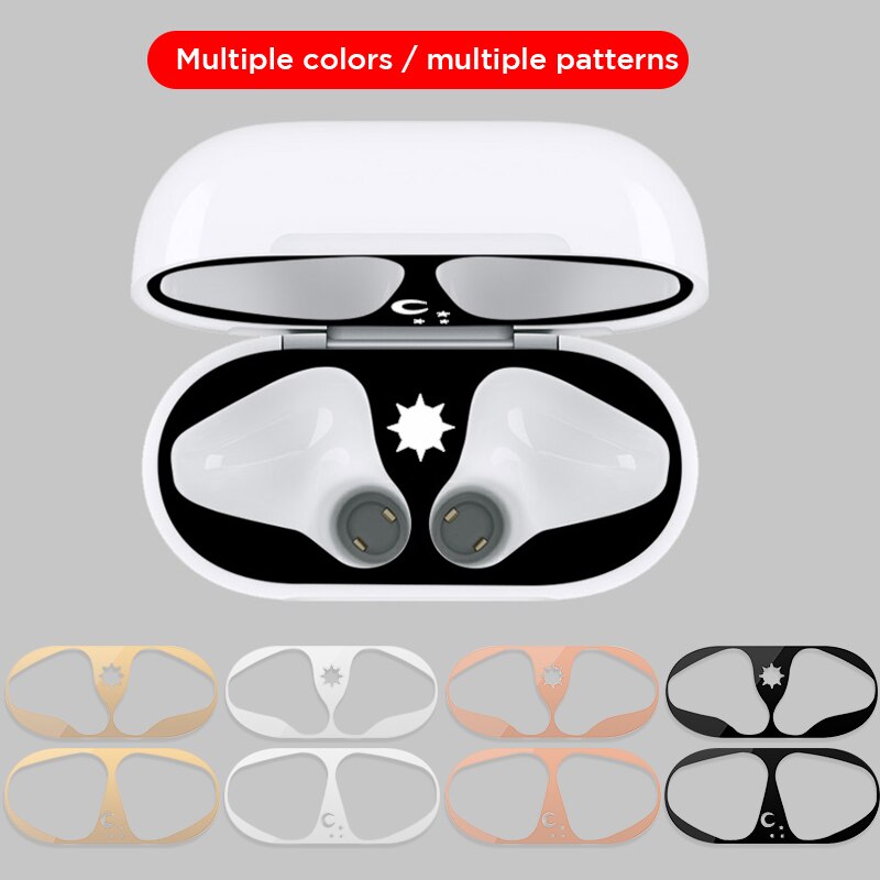 Metallinen pölytiivis tarra apple airpodille 2 1 kotelon kansi tarvikkeet ultraohut suojakääre tarra iho itseliimautuva kalvo