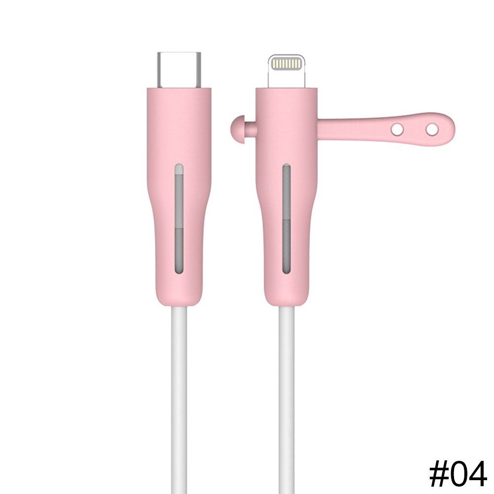 Data Cable Protective Cover Charging Cord Winder Organizer for Apple Silicone Anti-breakage Data Line Protector for CtoL: Pink