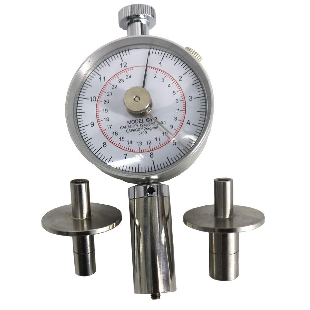 Analog Fruit Hardness Tester Sclerometer Penetrometer with Two Measuring Head 0.5-12kg/cm2 and 1-24kg/cm2 Range