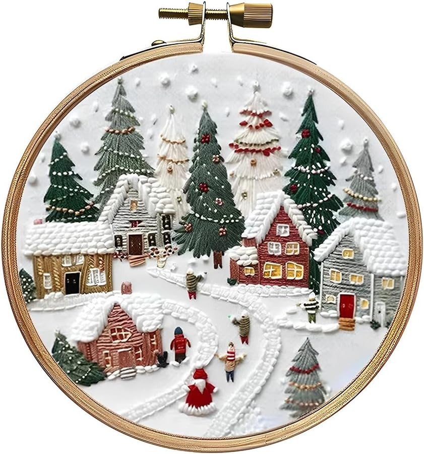 Kit de bordado navideño con muñeco de nieve de gnomo, Kit DIY para adultos con instrucciones de hilo de aguja, decoración del hogar