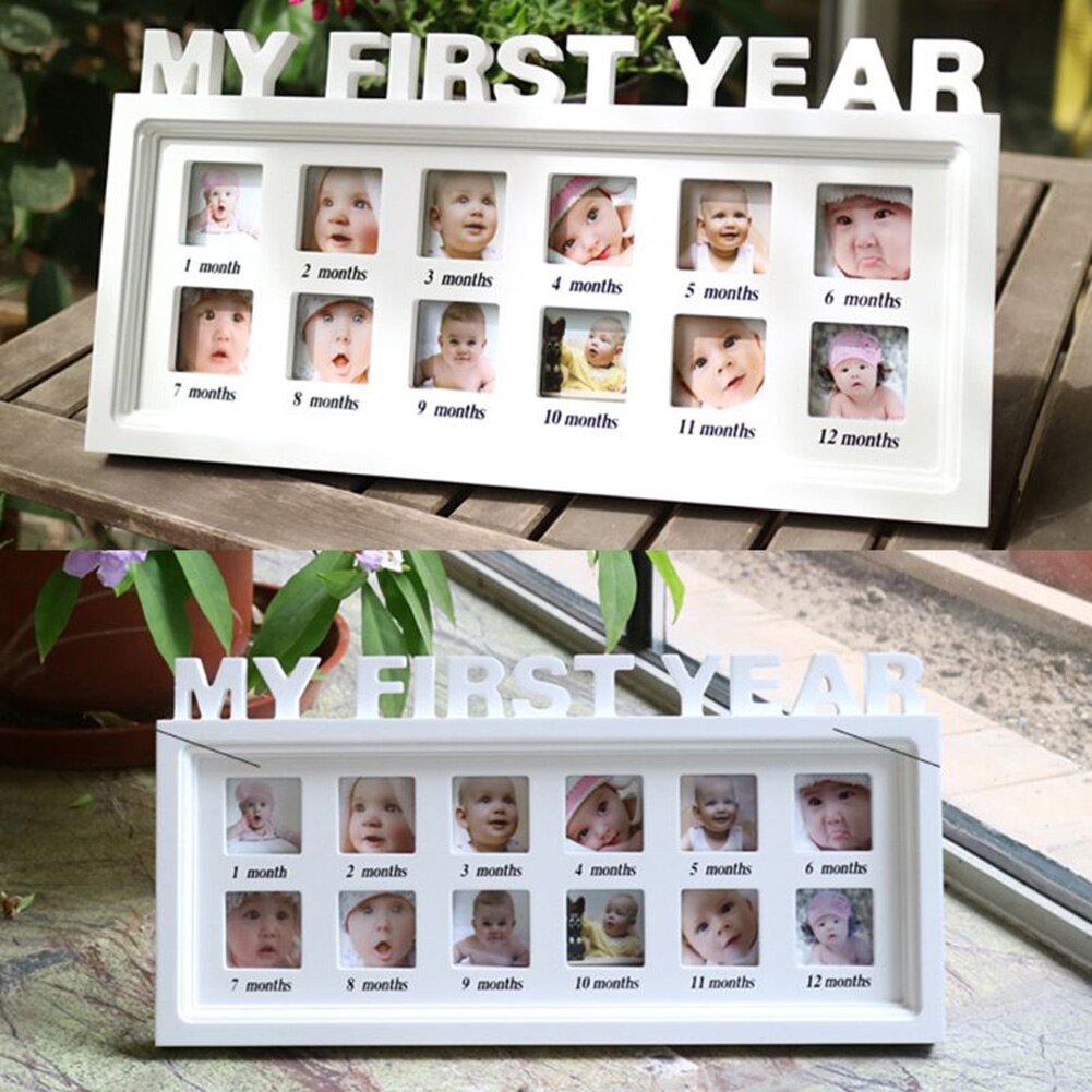 Fotos de "Mi primer año" para niños, recuerdo conmemorativo, de recuerdo en crecimiento, marco de fotos, 0-12 meses, 12 cuadrículas