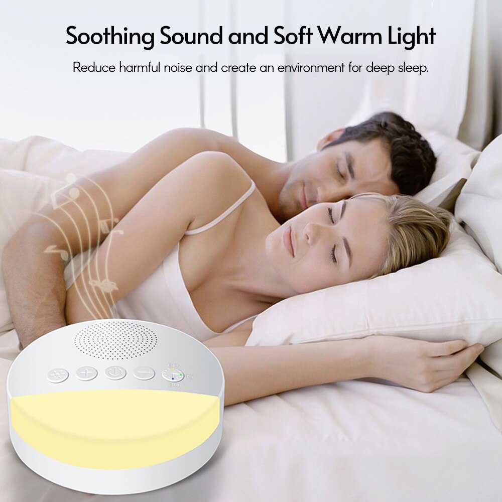 White Noise Sleep Machine Built-in 6 Soothing Sound Soft Breath Light 15/30/60 Intelligent Timing for People of All Ages