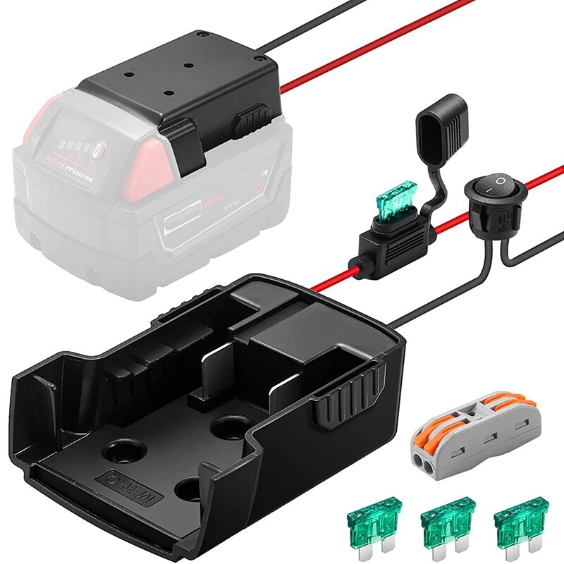 Power Wheels Battery Adapter M18, Power Wheels Battery Conversion Kit, with Switch and 4 Pcs Fuse,for DIY Your Projects