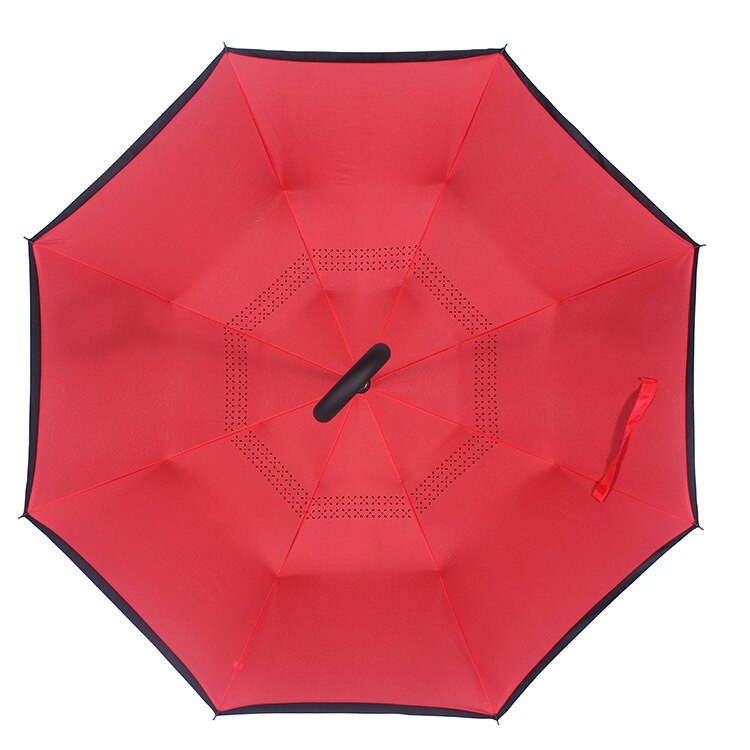 Vindtæt omvendt foldning dobbeltlag omvendt paraply selvstående regnbeskyttelse c-krog hænder til bil: Multi