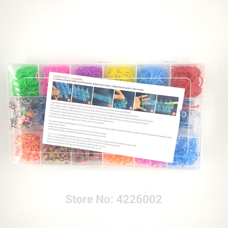 1800 stücke Elastische Gummi Webstuhl Bands DIY Werkzeug einstellen Kasten Weben Armbinde Handwerk Mädchen freundlicher freundlicher spielzeug für Teenager 8 10 jahre