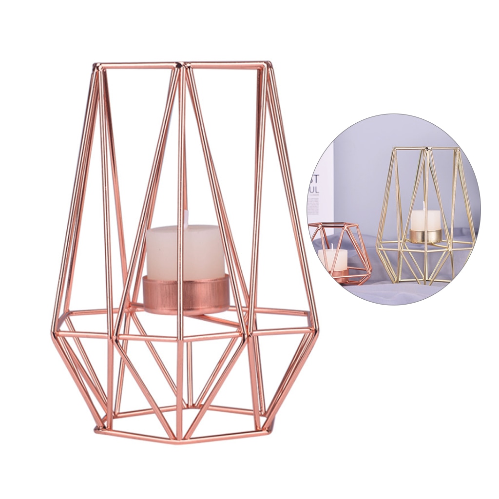 Metall ljushållare rosé guld nordisk geometrisk järn ljusstake vägg bord prydnader heminredning romantisk alla hjärtans dag