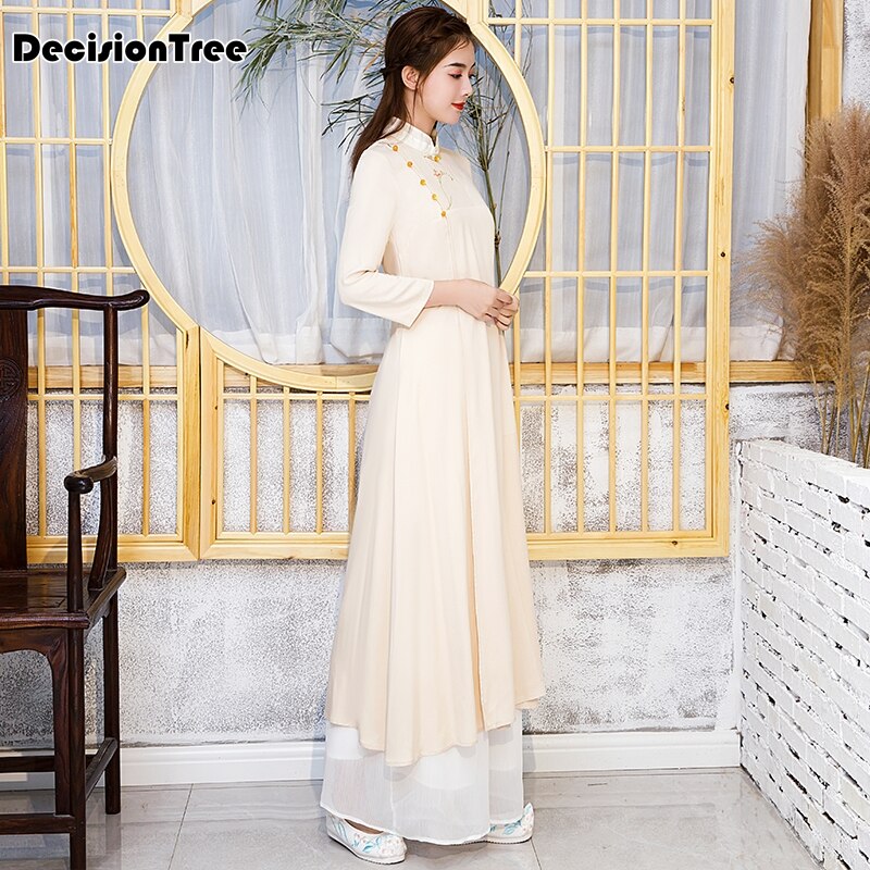 Chinese Dress white flower women satin cheongsam rayon wedding dress split qipao traditional chinese women vestido