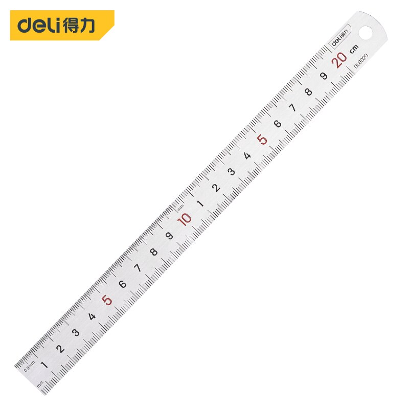 Deli Tool 1 szt. Wiele specyfikacji Linijka pomiarowa do obróbki drewna 15/20/30/50cm Wielofunkcyjne narzędzia precyzyjne ze stali nierdzewnej: Brązowy