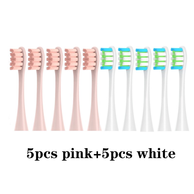Replacement Brush Heads for Oclean X/ X PRO/ Z1/ F1/ One/ Air 2 /SE Sonic Electric Toothbrush Soft DuPont Bristle Nozzles 10 Pcs: 5pink 5white