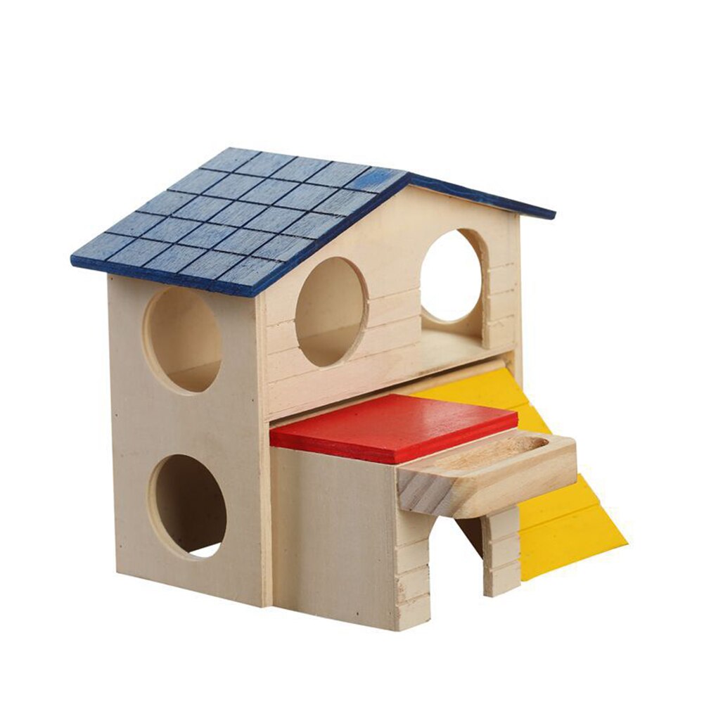 Leuke Kleine Dier Dubbele Laag Cabine Klimmen Huis Speelgoed Huisdier Hamster Egel Houten Nest Slapen Non Slip Hideout Luxe Kooi