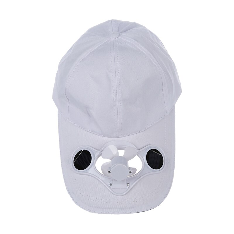 2 PCS Summer Outdoor Solar Sun Power Hat Cap Cooling Cool Fan For Golf Baseball Sport - White & Blue