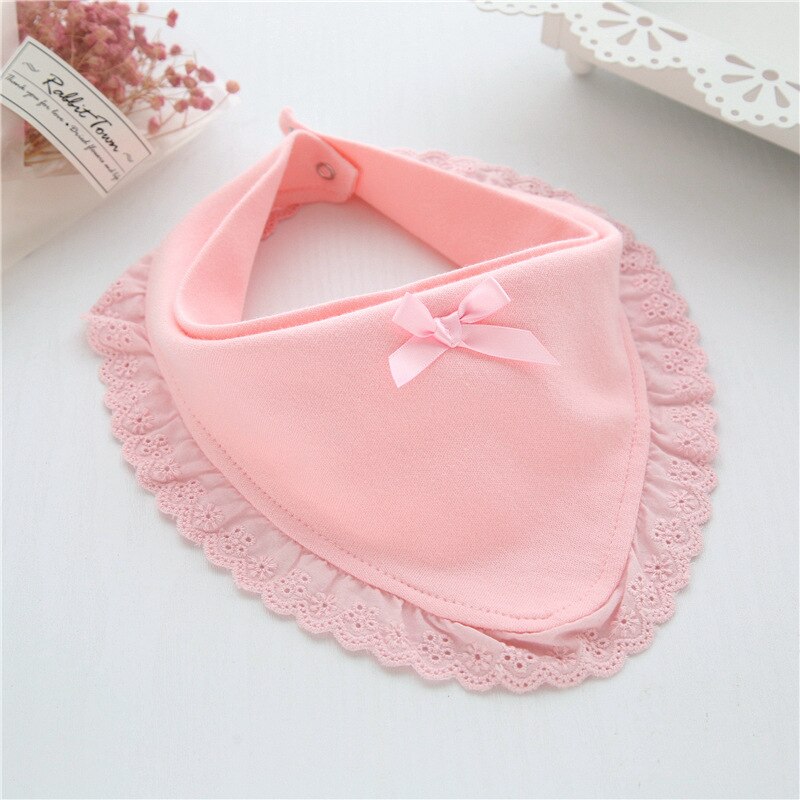 Soft Baby Bibs Burp 100% Cotton Lace Bow Pink and White Bib Baby Girls Bibs Infant Saliva Towels 1PCS: 1