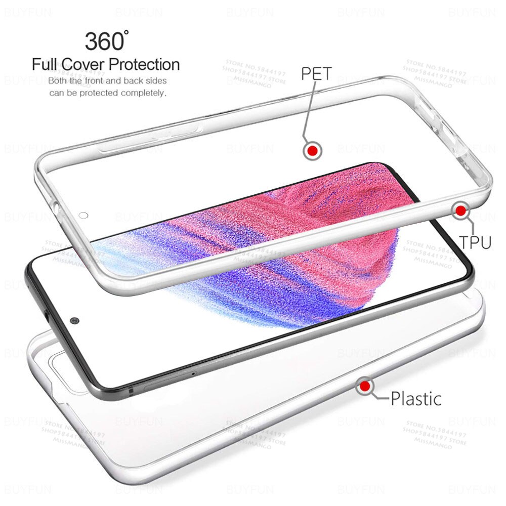 360 Full Body Case Voor Samsung Galaxy A53 5G 6.5Inch Dubbelzijdig Siliconen Tpu Transparant Coque Voor Samsung samsun A73 A33 5G