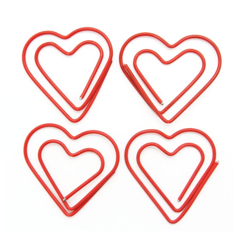 200pcs/lot Red heart-shaped Paper Clips Interesting Bookmark Clip Memo Clip Shaped Paper Clips for Office School Home