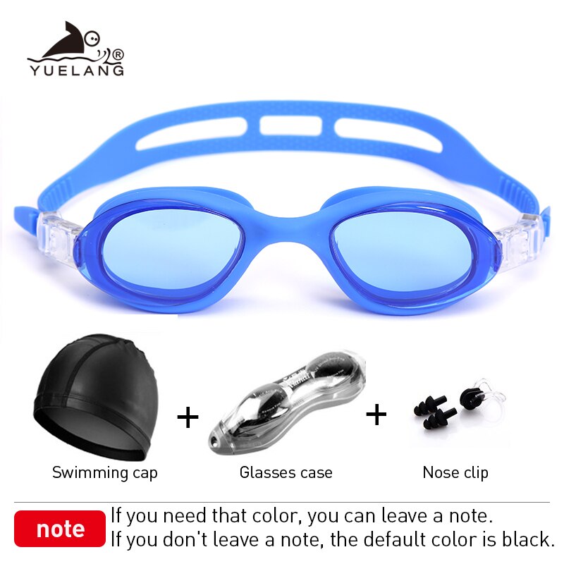 Children Swimming goggles suit Swimming cap nose clip Earplugs silicone Silica gel linkage Swimming eyewear for men: blue