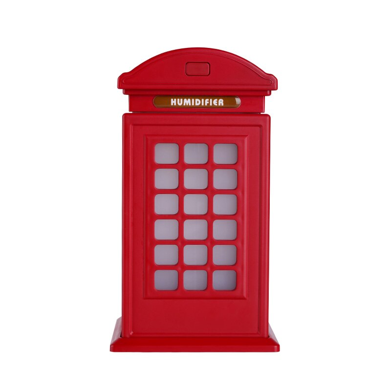 Budka telefoniczna nawilżacz z lampka aromatyczna OLEJEK ETERYCZNY ultradźwiękowy dyfuzor aromat dyfuzor powietrza mini USB nawilżacze zamgławiacz: czerwony