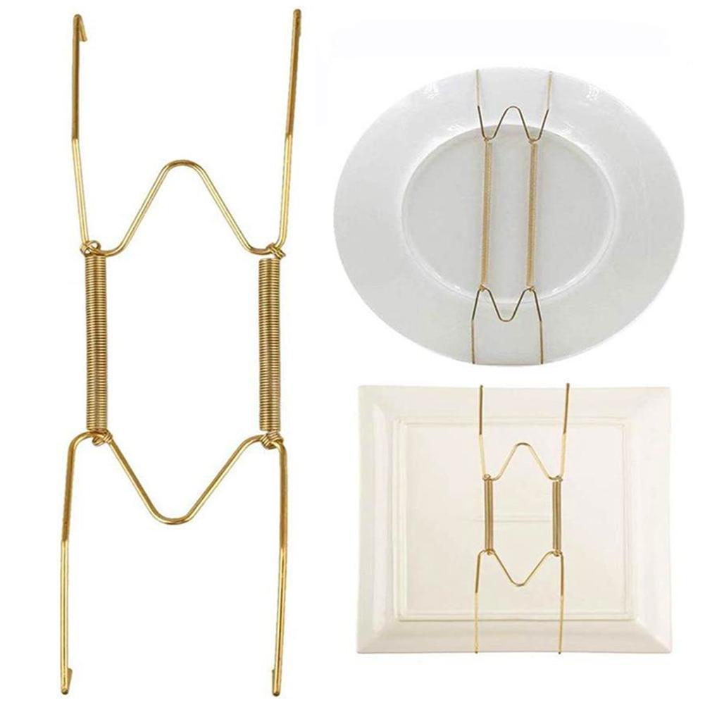 Plate Hanger Holder Wall Display Plate Dish Hangers Stand Supplies Tools Plate Kitchen Spring Storage Holder Home Invisible Q0N1