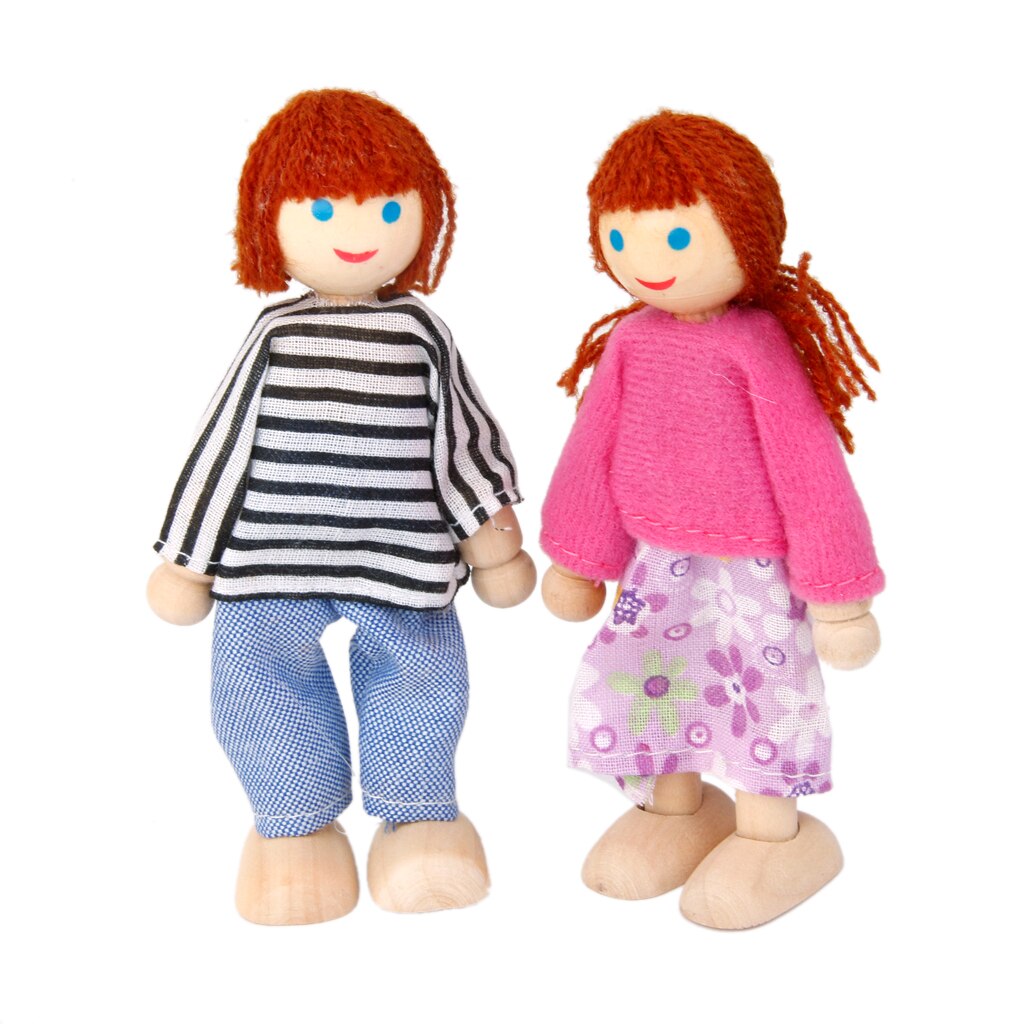 6 Stuks Houten Familieleden Mensen Tekens Kinderen Kinderen Poppen Huis Rollenspel Speelgoed Familie Pop Kinderen