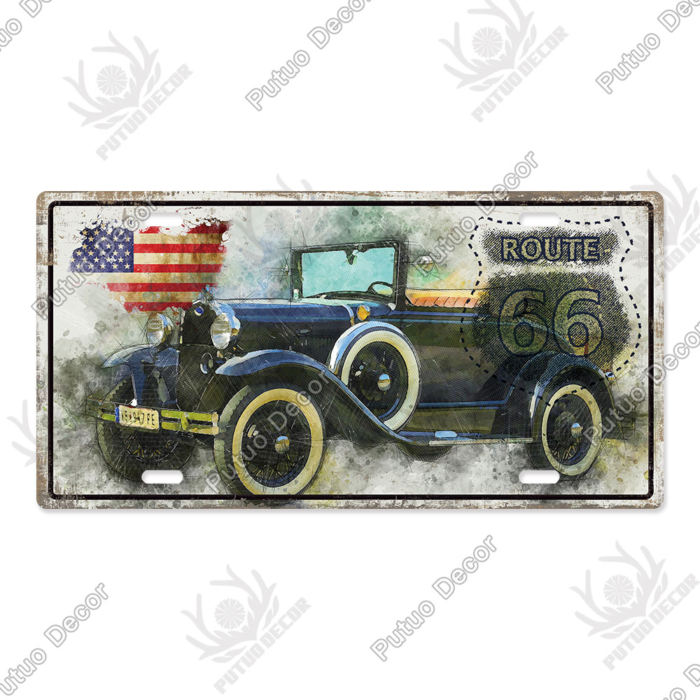 Putuo Decor-placa de matrícula Route 66, letrero de Metal Vintage para Bar, Pub, Gasolinera, garaje, hombre, cueva, decoración de pared del hogar: LP2619