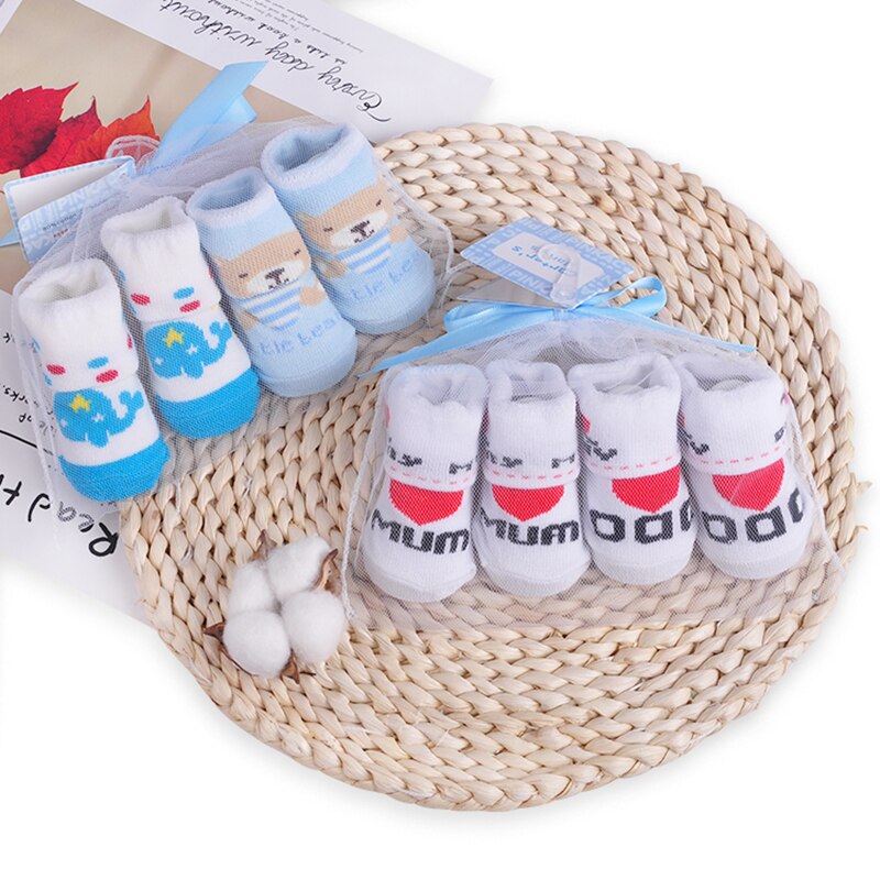 Redkite 2 Pairs Baby Socks Girls Boys Cute Cartoon Cotton Packing