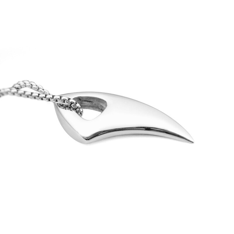 Vintage-anhänger mit schlichtem nordischen wolfszahn für herren, biker-halskette aus edelstahl, wikinger-wolfsmotiv, tieramulett-schmuck: Versilbert