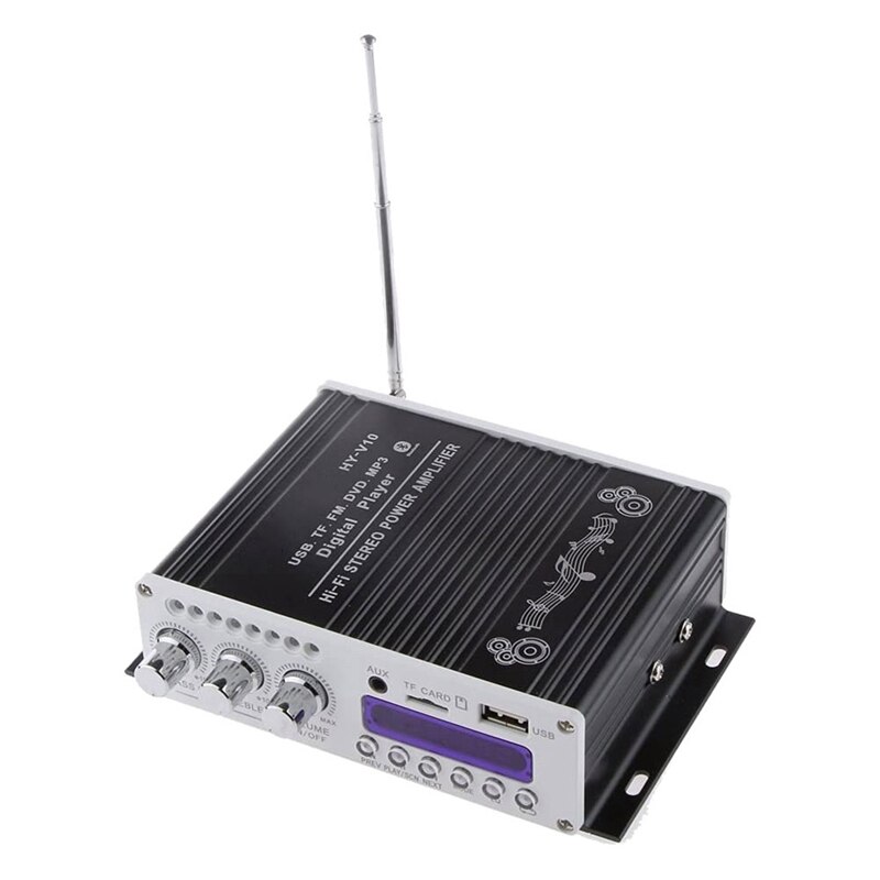 Mini Bluetooth Hi-Fi Stereo Audio AMP Amplifier Bass Booster MP4 12V Support FM/MP3/TF/USB/DVD For Car Motorcycle