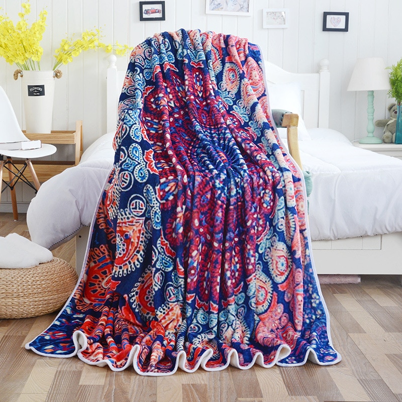 Bohemian Sofa/Air/Bedding Throw Blanket Boho Mandala Fleece Blankets for Beds Bedspread Couverture Polaire Plaids