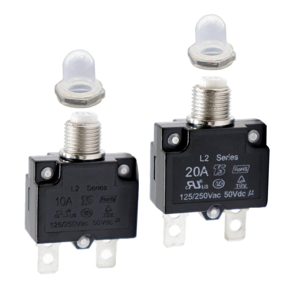 2PCS Manual Reset Overload Switch 20Amp 10Amp 125/250V AC Thermal Circuit Breaker