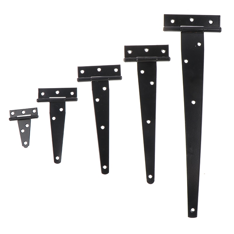 1X Iron Tee Hinge Black T hinges Cabinet Hinge Garden Shed 2-12inch Wooden Door Gate for Light Gates Doors Furniture Hardware