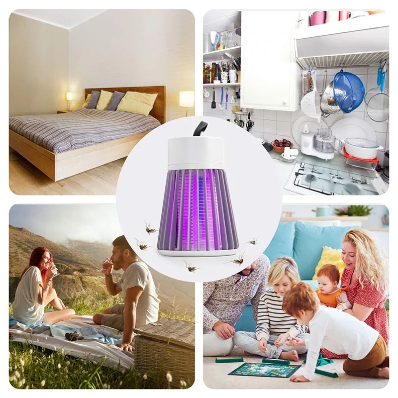 Muggenmoordenaar Lamp, Elektrische schok Insect Zapper USB, Slaapkamer Buitengebruik, Twee-in-één insectenval voor moeders Wespen Muggen, Draagbaar