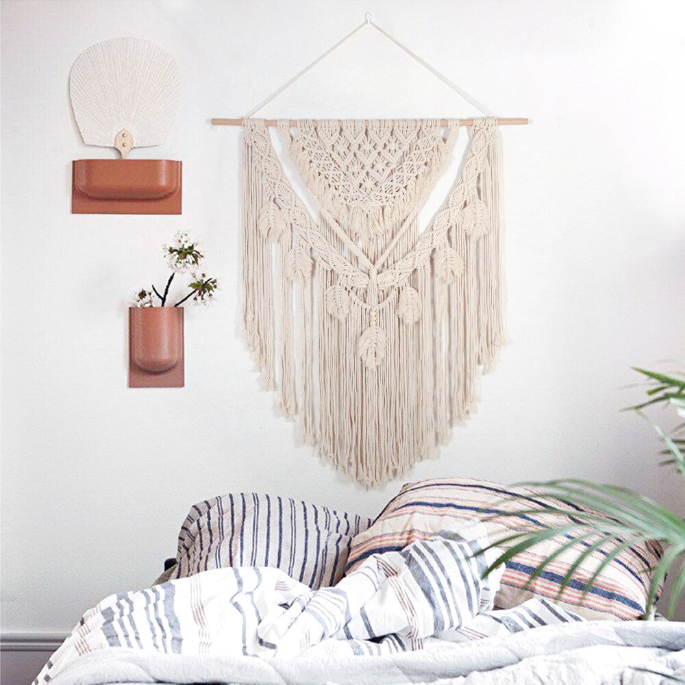 Novo design grande macrame boêmio tapeçaria parede pendurado boho chique arte geométrica artesanato tecido tapeçaria sofá fundo decoração