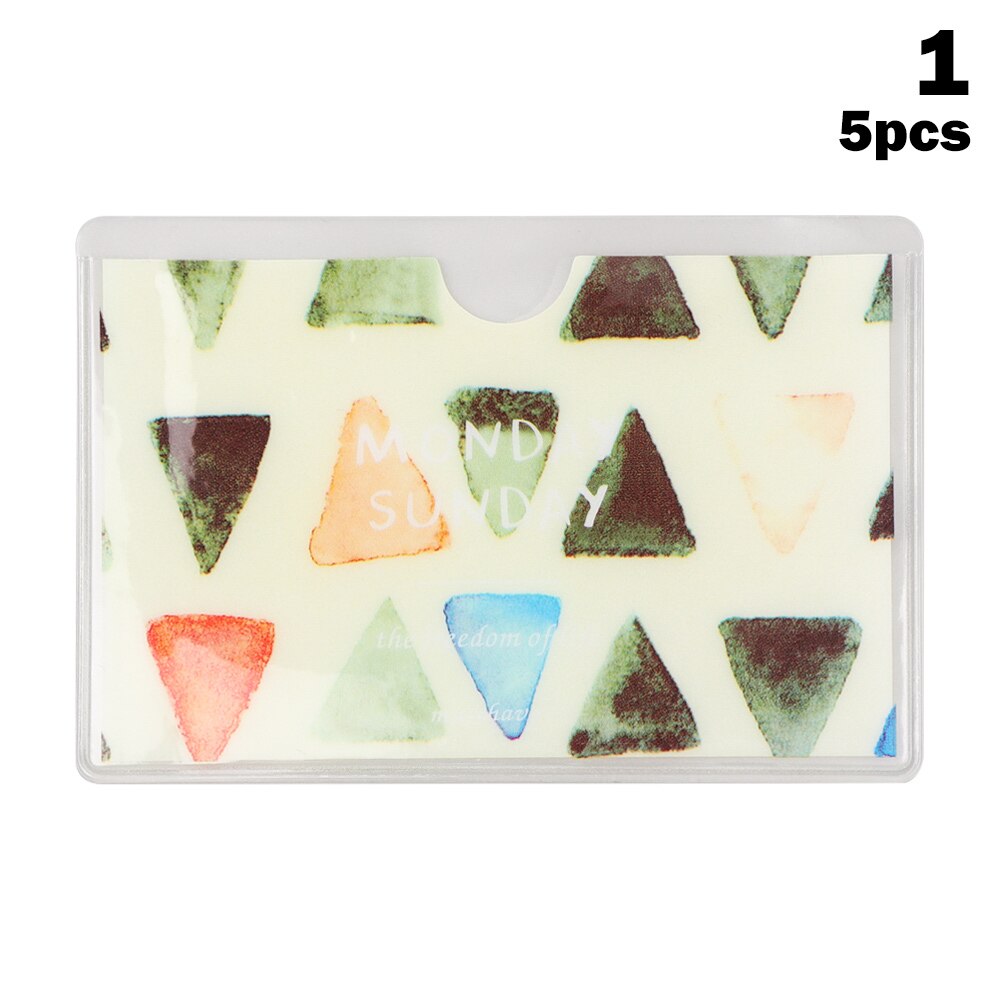 5 PCs Cute cartoon student bank credit card protective cover PVC translucent frosted card holder Protector Case for girls: 1