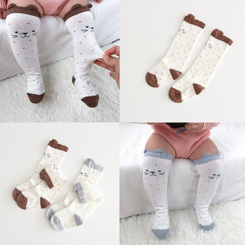 Fall Baby Girl Sokken Kids'socks Vrouwelijke Baby 'S Mid-Buis Halve Buis Sokken Jacquard Kat Sokken