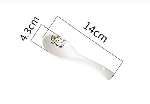 Lingură de supă din ceramică 14cm japoneze alb pisică norocoasă din porțelanul de masă veselă restaurant rechizite de bucătărie de uz casnic veselă: Default Title