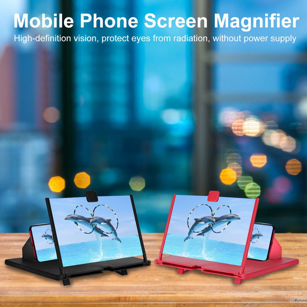 12 inch Folding Cell Phone Screen Magnifier Enlarged 3D Mobile Phone Screen Magnifier Radiation HD Video Amplifier Phone Stand