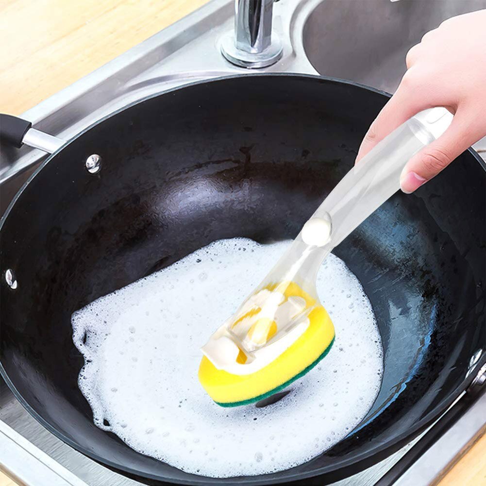 Handle Sponge Magic Sponge Washer Brush Head Kitchen Cleaning Brush Replacement Head Sponge Dish Wash Scrubber Sponge PAK55