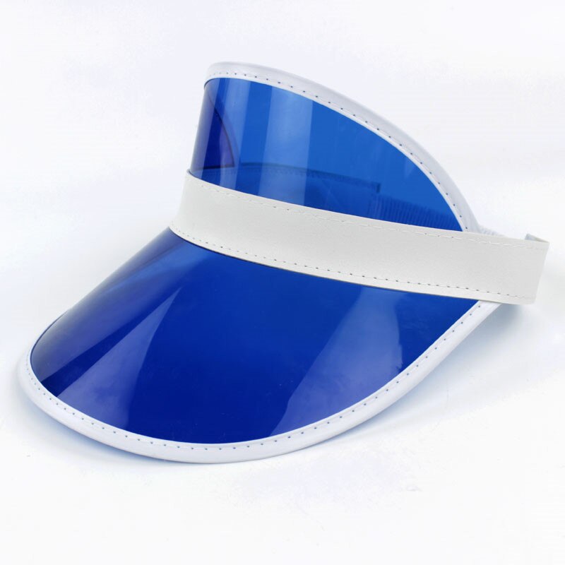 transparent plastic pvc sunshade summer sun hat: Blue