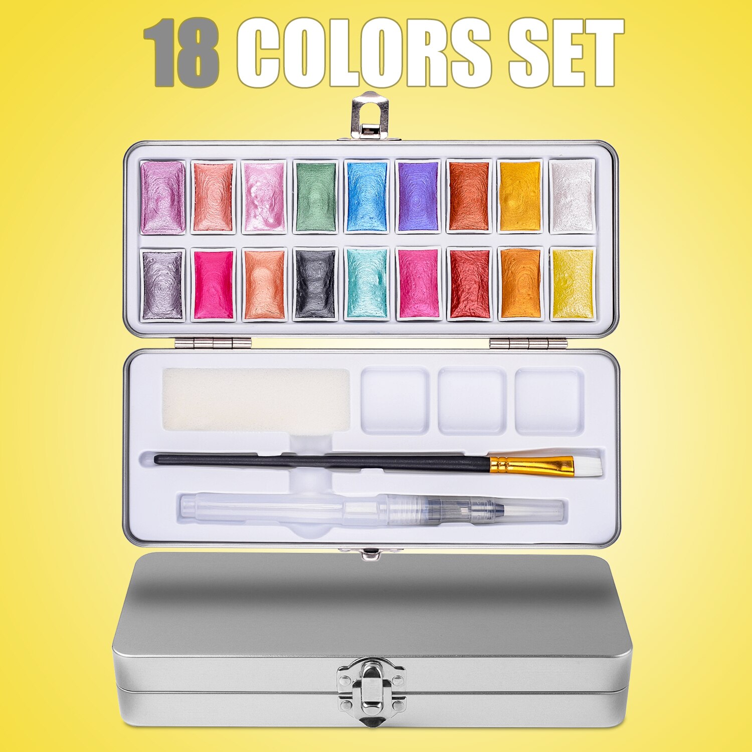 Flydom-conjunto de pintura aquarela, kit com 18/50/72/90/100 cores, pigmento sólido, materiais de arte para desenho, aquarela