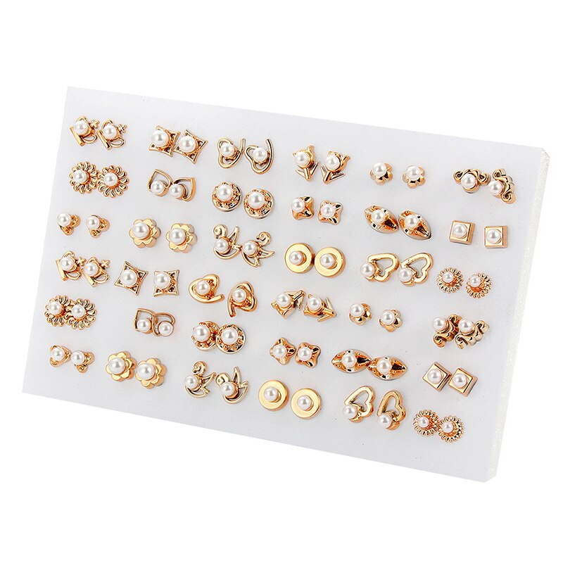 Mode Gemengde Rhinestone Gesimuleerde Pearl Geometrische Dier Hart Bloem Stud Oorbellen Set Voor Vrouwen Meisjes Kids Sieraden: WR744-1