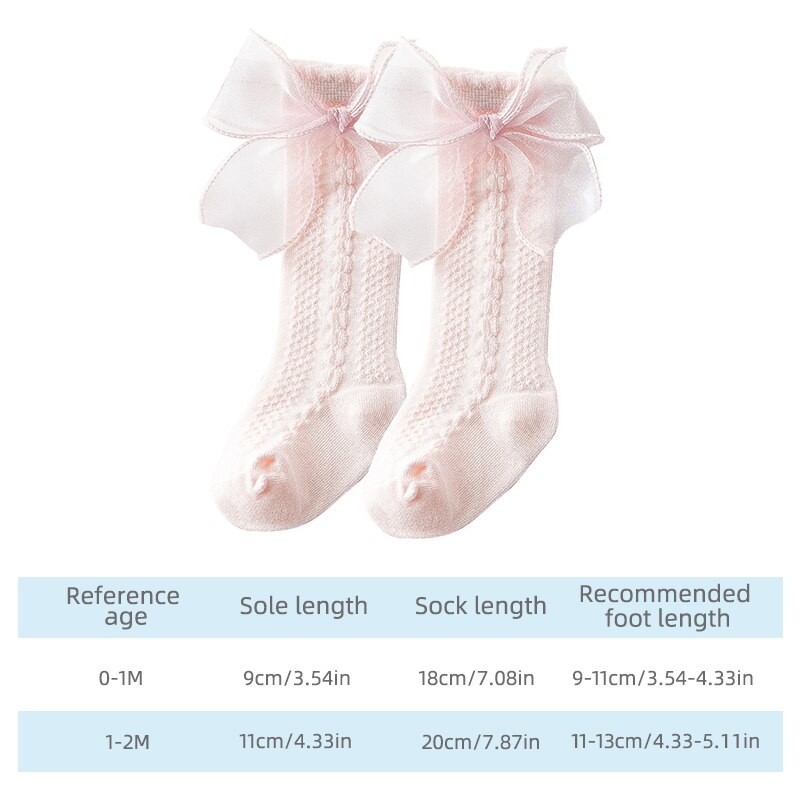 Kant Boog Baby Meisje Sokken Lente Zomer Baby Peuter Knie Sokken Kousen Zachte Katoen Kinderen Lange Sokken Baby Accessoires 0-1Y