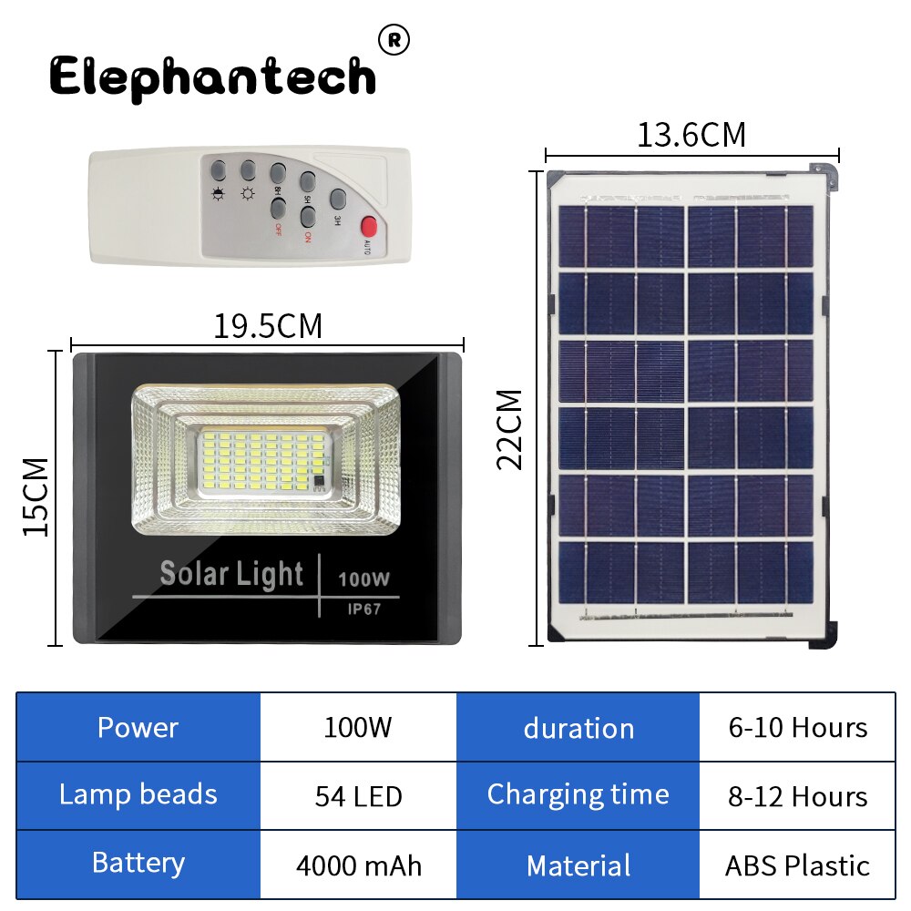300W LED Solar Light 100W 200W 65W 4/6 COB Outdoors Sun Light Battery Lamp Motion Sensor Garden LED Solar Lamp LED Solar Panel: TYN-100W LED FLOOD