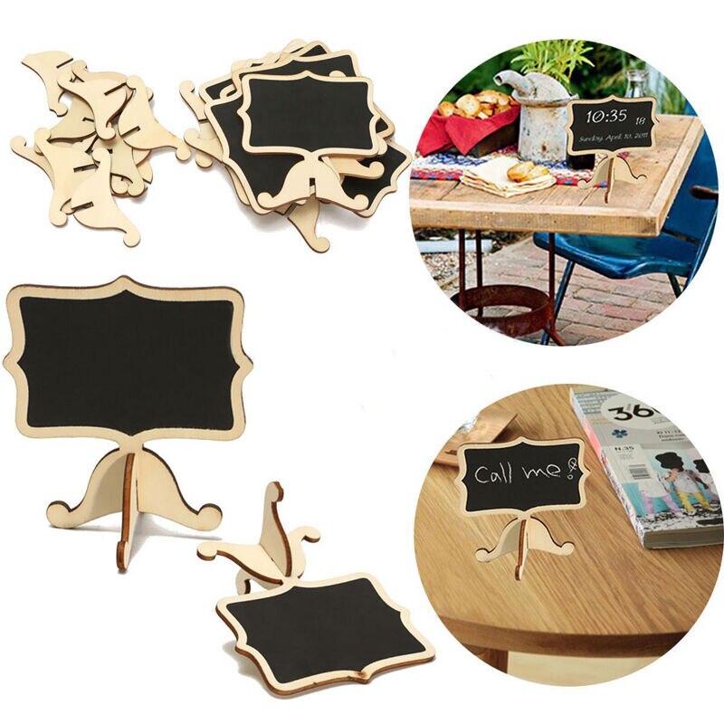 Trendy 10Pcs Mini Houten Kantoor Schoolbord Schoolbord Bericht Tafel Nummer Wedding Party Decor Labels Houder Clip