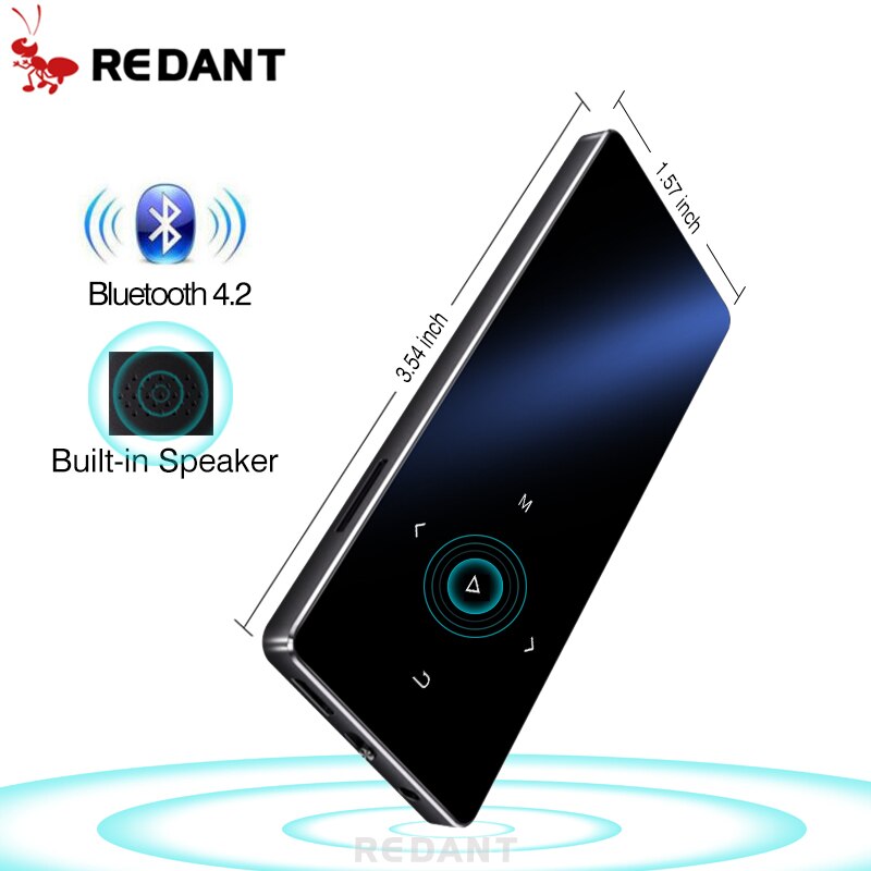 REDANT MP3 Lettore Bluetooth Con built-in Speaker da 1.8 pollici Dello Schermo di Tocco Tasti FM Radio Voice Recorder E-Book Lossless Musica Hifi